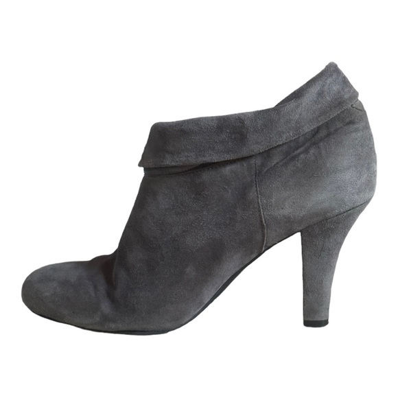 Enzo Angiolini Suede Slouchy Foldover Ankle Booties Gray Heeled Boots Size 10 - Picture 5 of 9